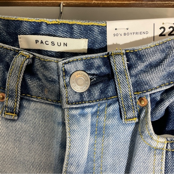 Pacsun 90s Boyfriend High Rise Two Toned Kaz Color 5-Pocket Zip Button Fly Sz 22 - Picture 3 of 16